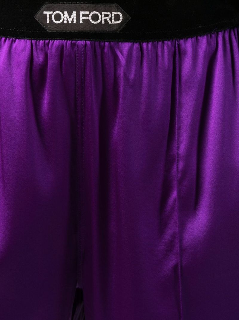 Purple Silk Straight-leg Trousers