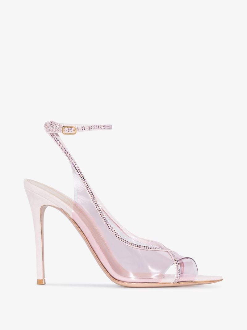 Pink Crystelle 150 Crystal Suede Sandals