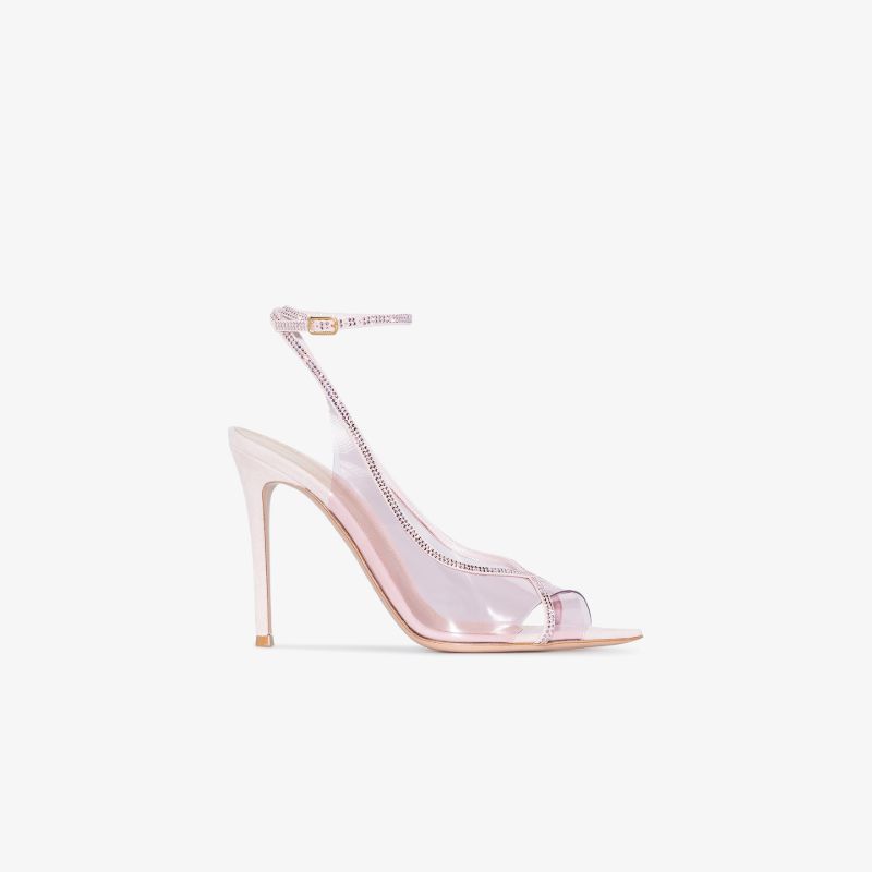 Pink Crystelle 150 Crystal Suede Sandals