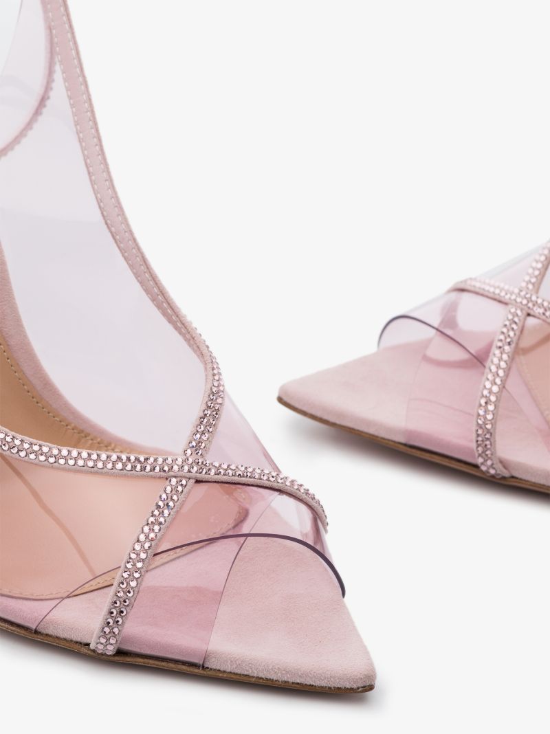 Pink Crystelle 150 Crystal Suede Sandals