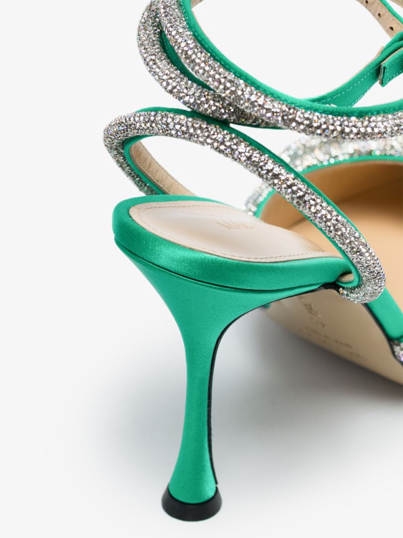 Green Double Bow 100 Crystal Pumps