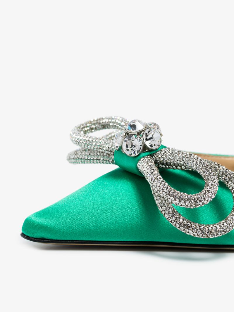 Green Double Bow 100 Crystal Pumps