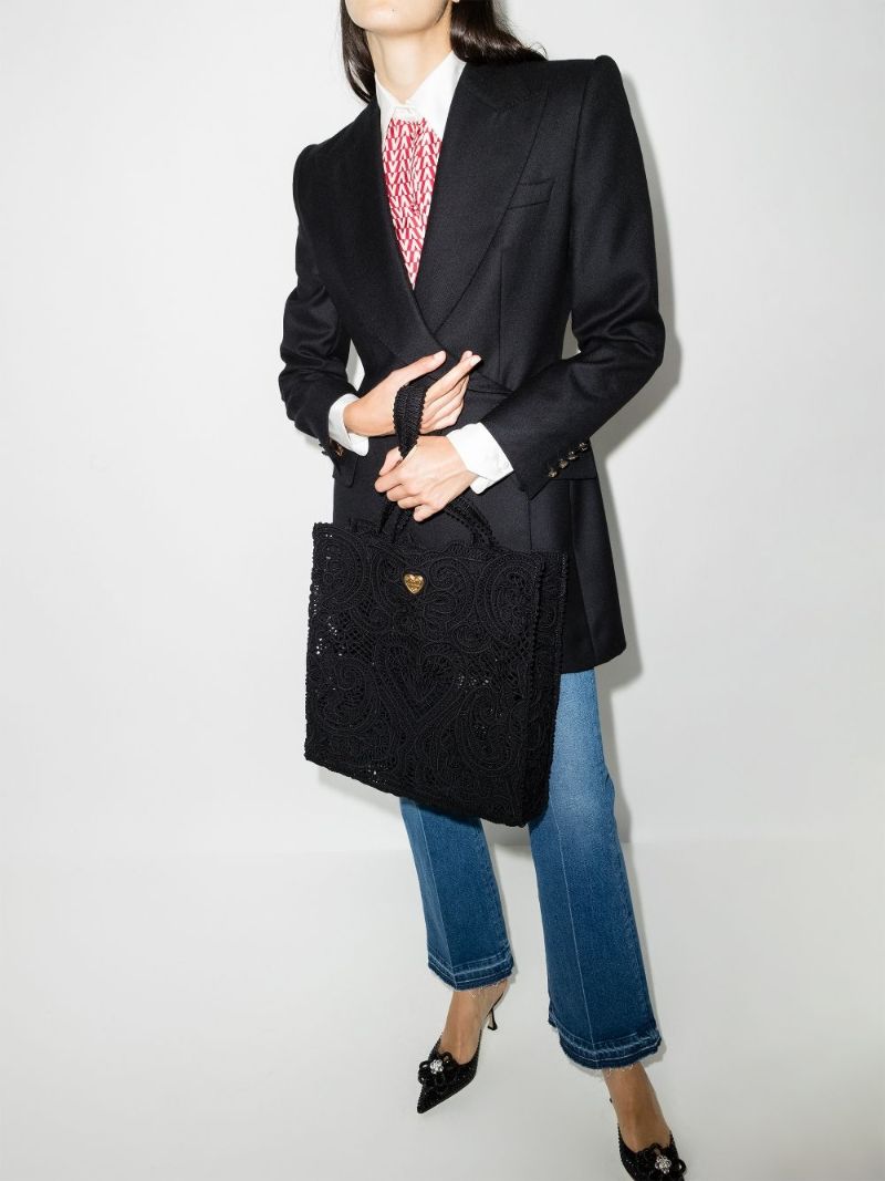 Black Beatrice Cordonetto Lace Tote Bag