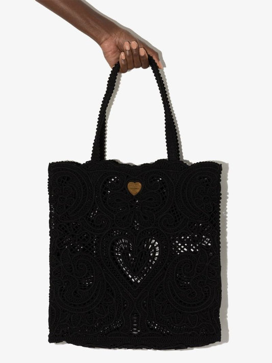 Black Beatrice Cordonetto Lace Tote Bag