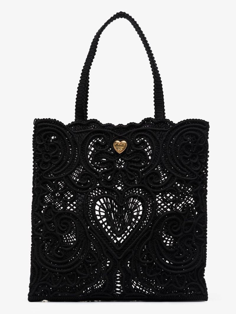 Black Beatrice Cordonetto Lace Tote Bag