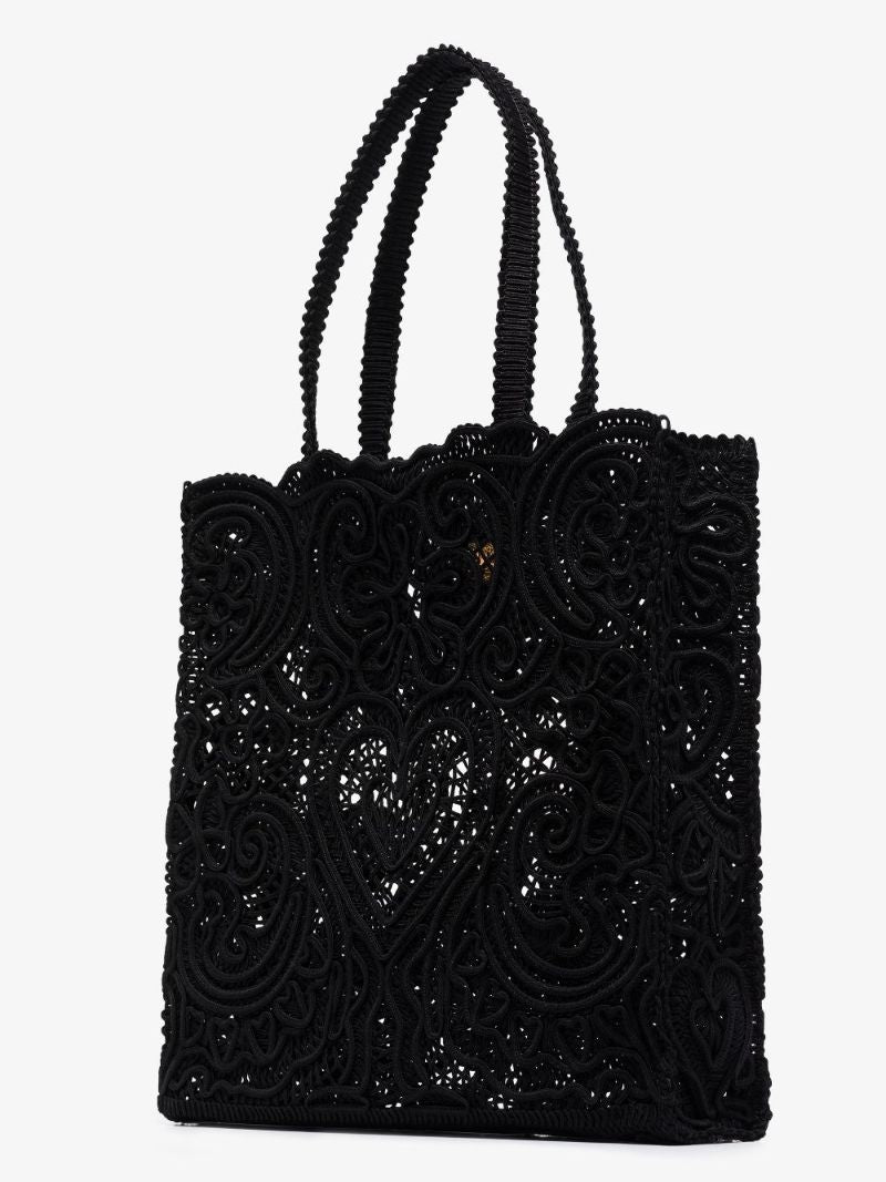 Black Beatrice Cordonetto Lace Tote Bag