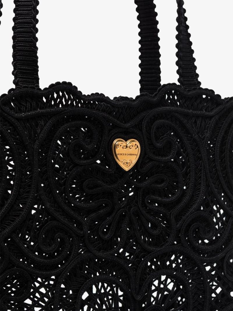 Black Beatrice Cordonetto Lace Tote Bag