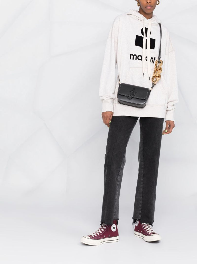 White Mansel Logo Print Hoodie