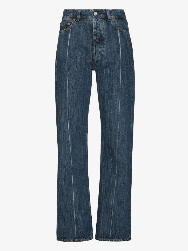 Linear Cut Straight Leg Jeans
