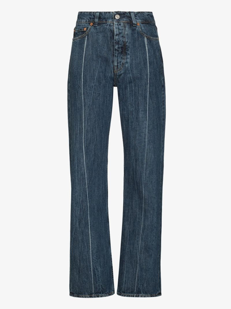 Linear Cut Straight Leg Jeans