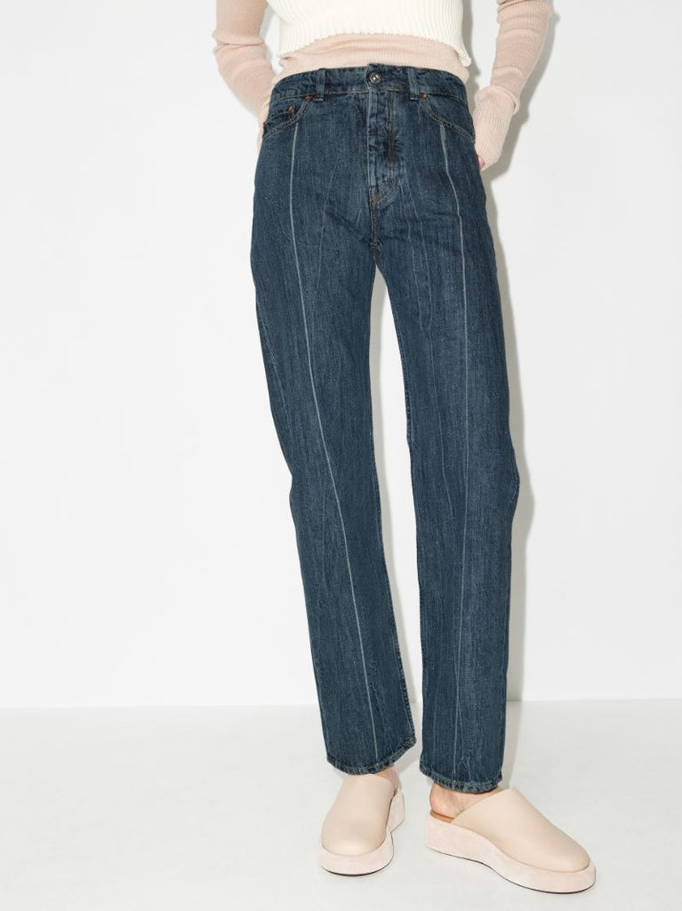 Linear Cut Straight Leg Jeans