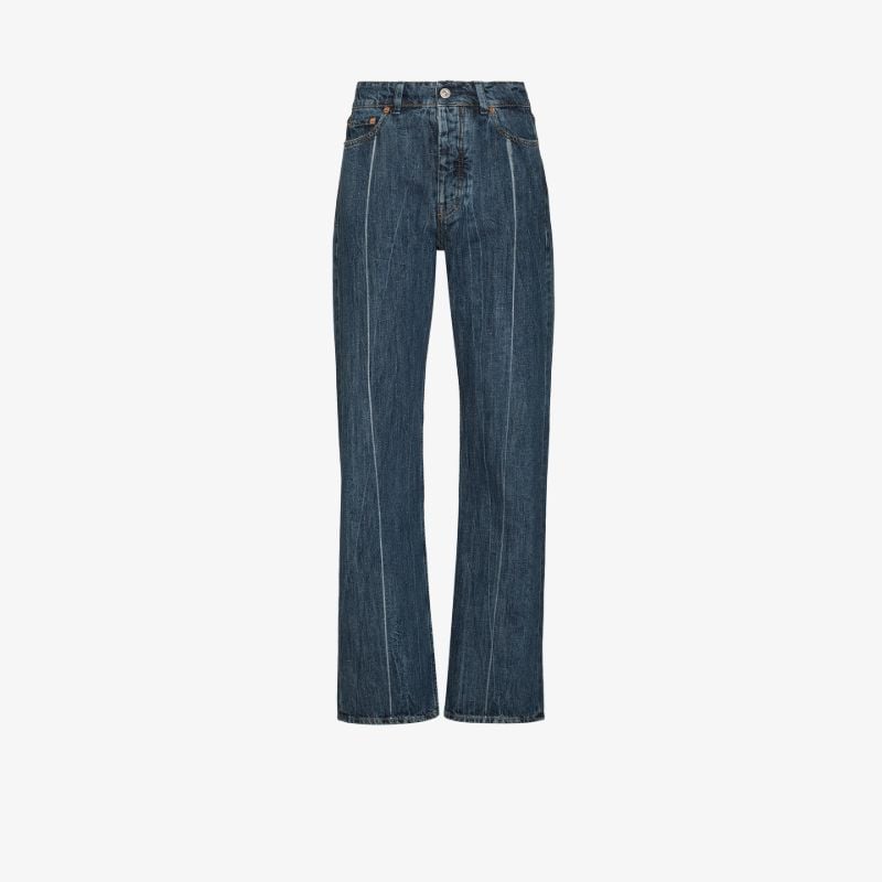 Linear Cut Straight Leg Jeans