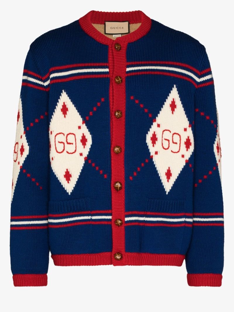 Intarsia Knit Buttoned Cardigan
