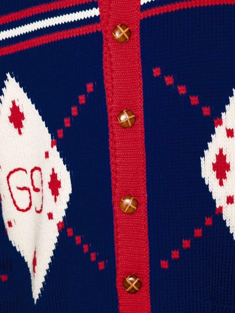 Intarsia Knit Buttoned Cardigan