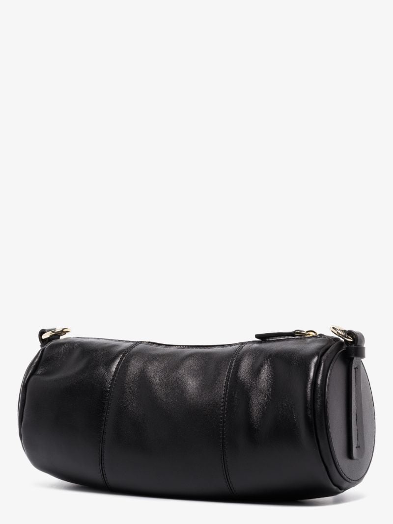 Black Cylinder Leather Shoulder Bag