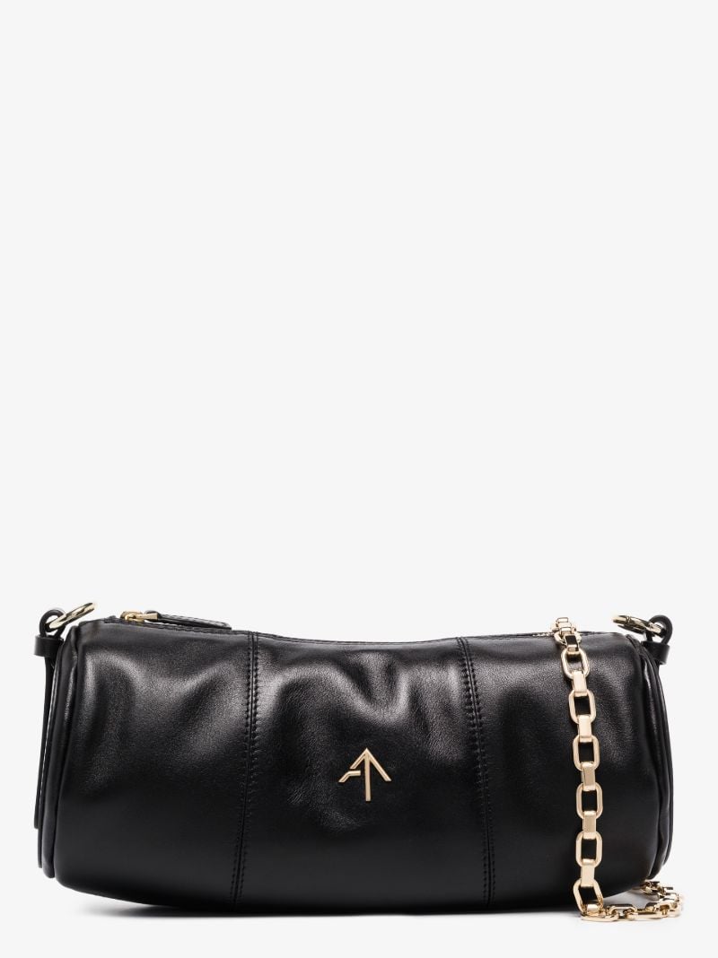 Black Cylinder Leather Shoulder Bag