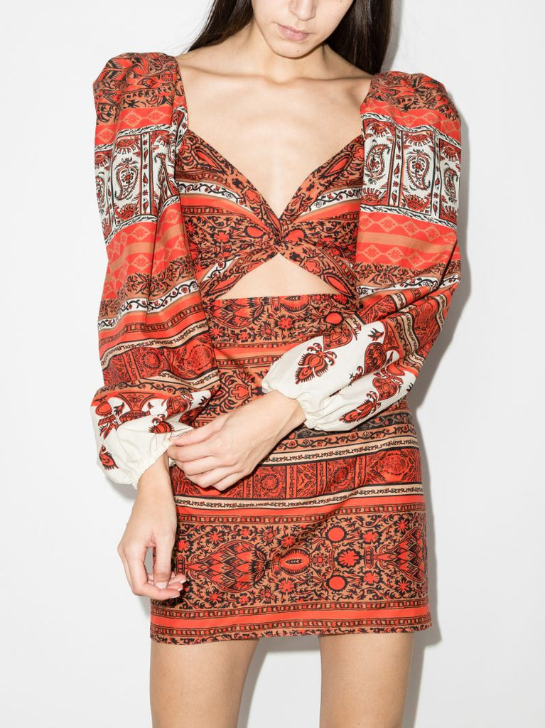 Mantra Printed Cutout Mini Dress