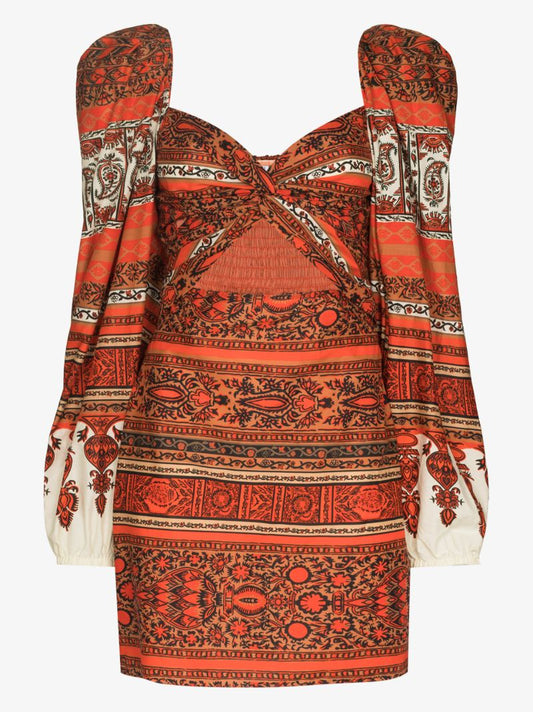 Mantra Printed Cutout Mini Dress