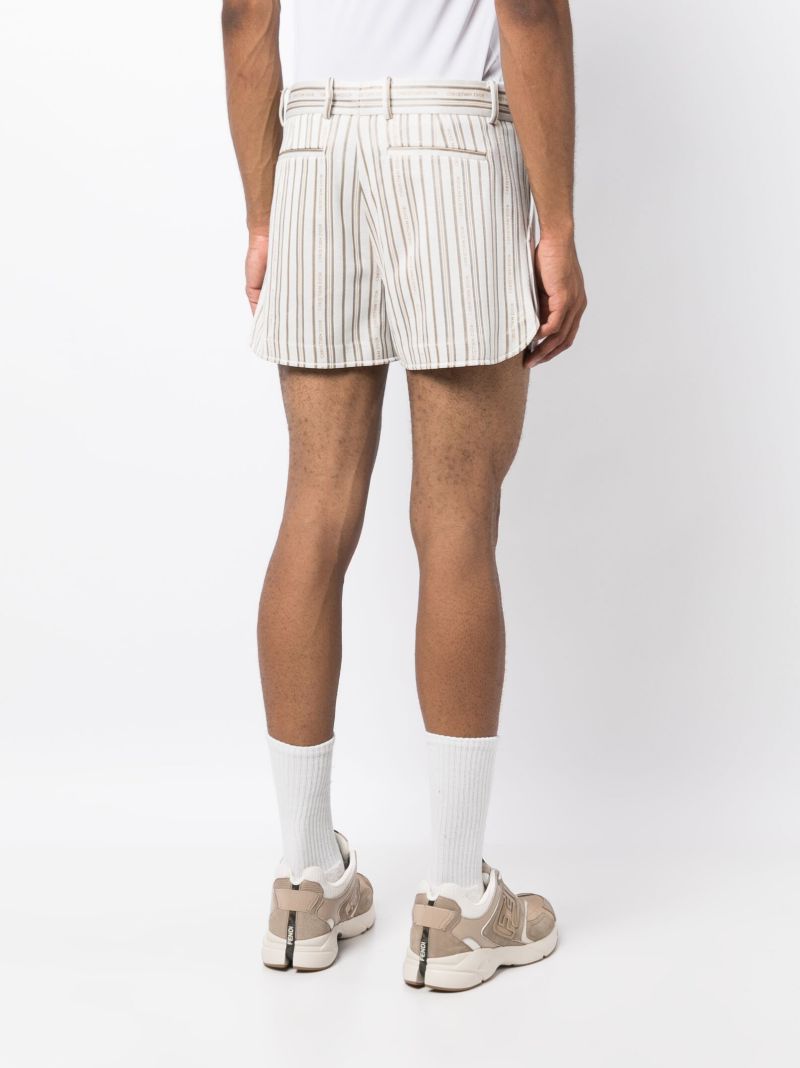 Neutral Logo Print Striped Pattern Shorts