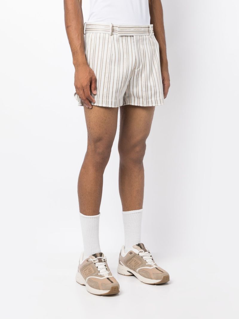 Neutral Logo Print Striped Pattern Shorts