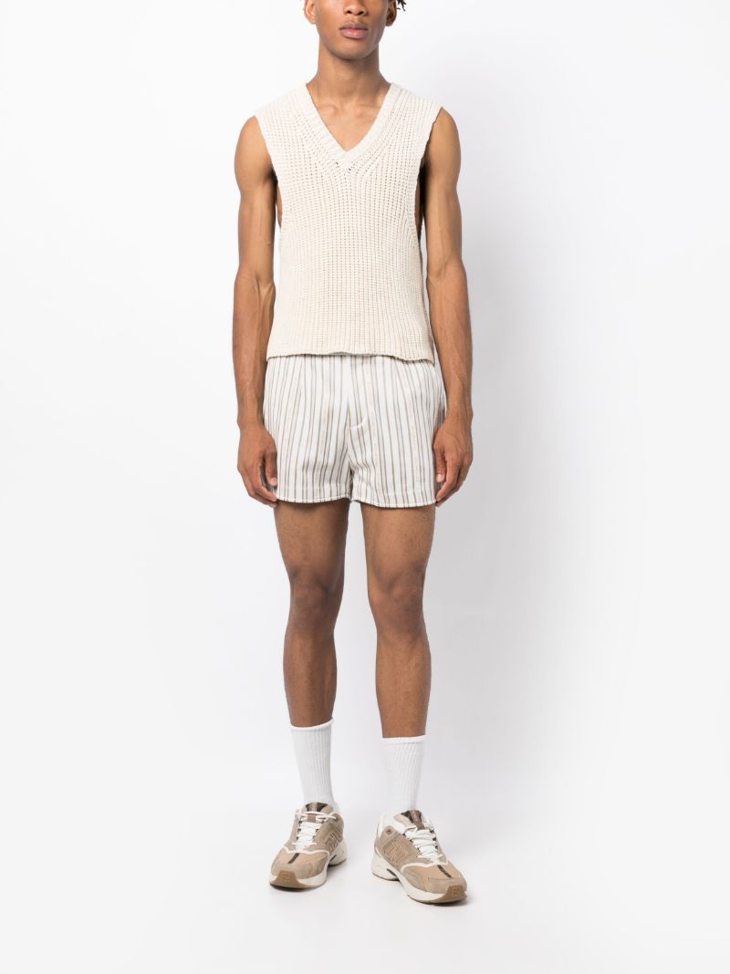 Neutral Logo Print Striped Pattern Shorts
