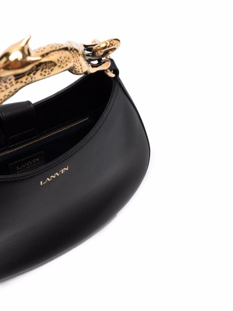 Black Cat Leather Top Handle Bag