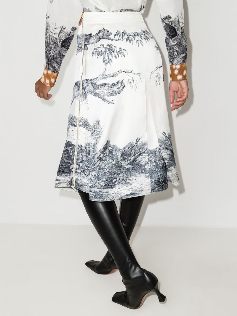 Carissa Deer Sketch Print Silk Skirt