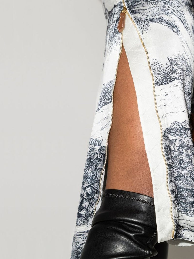 Carissa Deer Sketch Print Silk Skirt