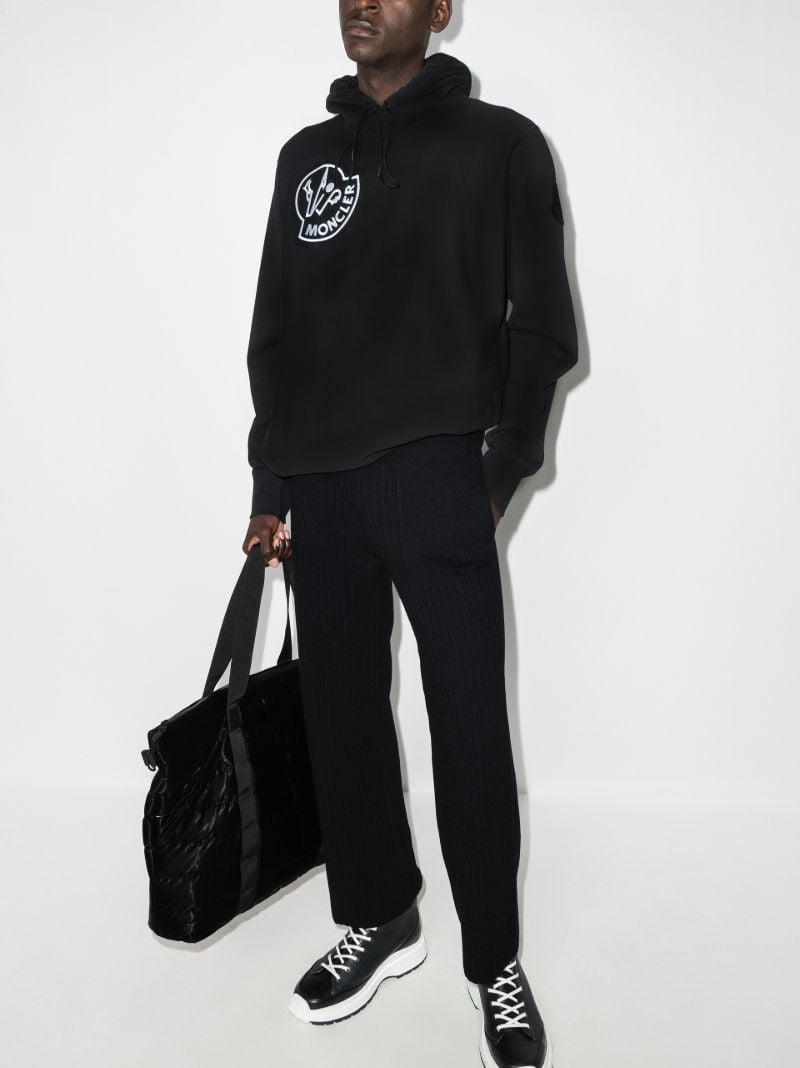 2 Moncler 1952 Logo Print Cotton Hoodie