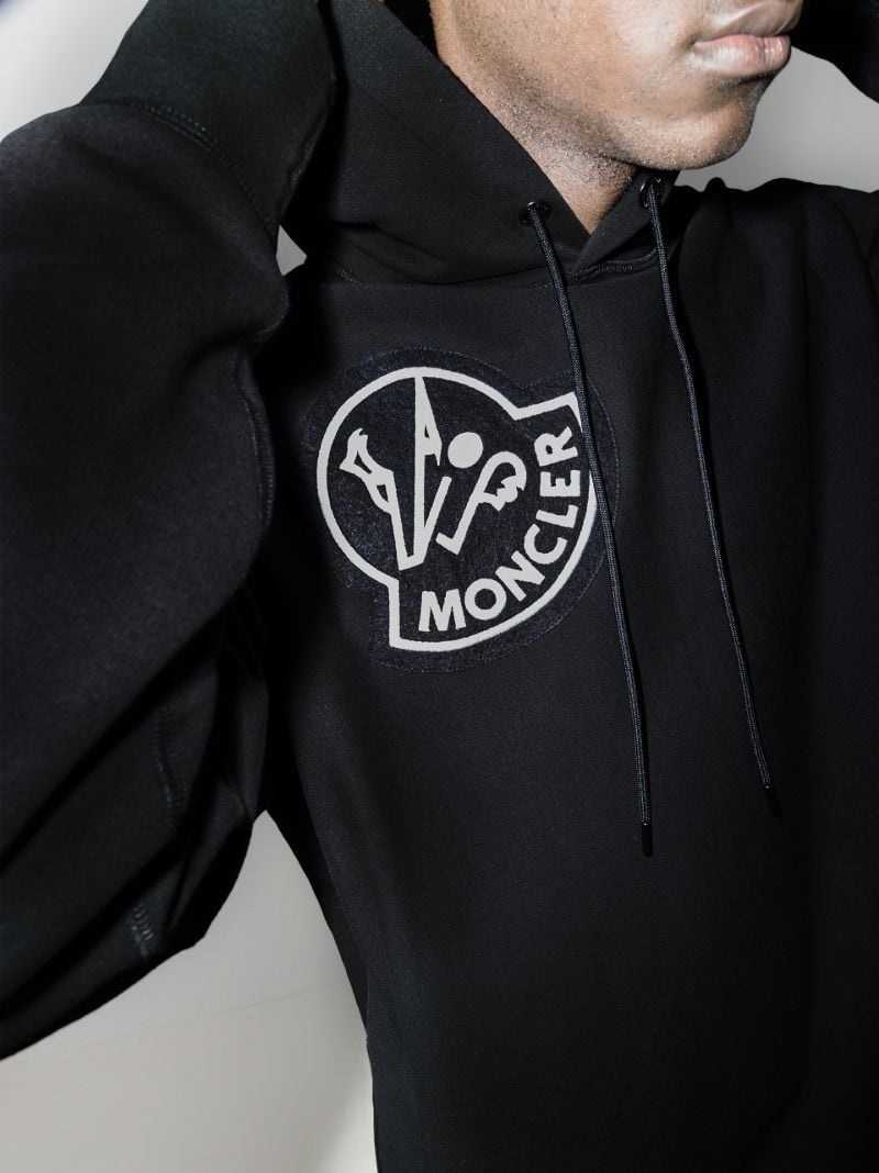 2 Moncler 1952 Logo Print Cotton Hoodie