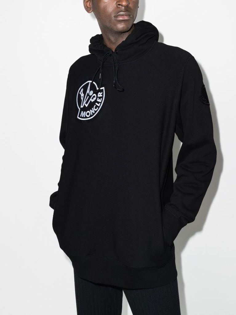 2 Moncler 1952 Logo Print Cotton Hoodie