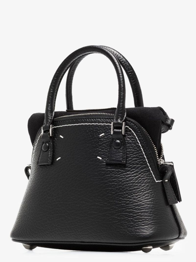 Black 5ac Micro Leather Tote Bag