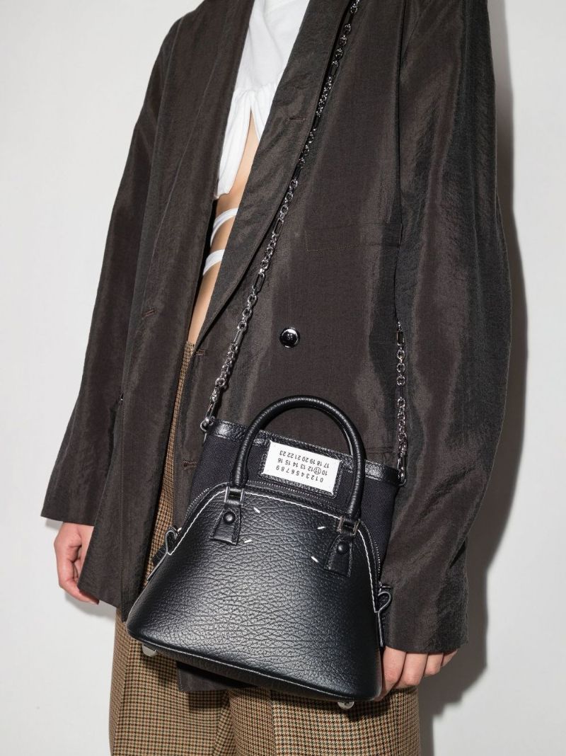 Black 5ac Micro Leather Tote Bag