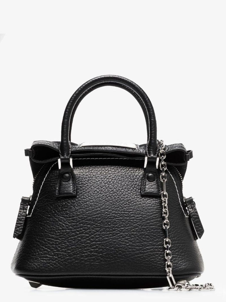 Black 5ac Micro Leather Tote Bag