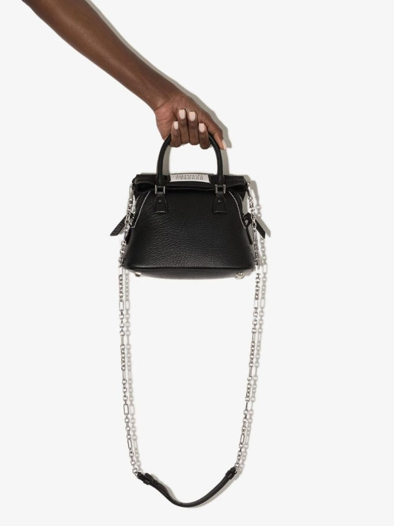 Black 5ac Micro Leather Tote Bag