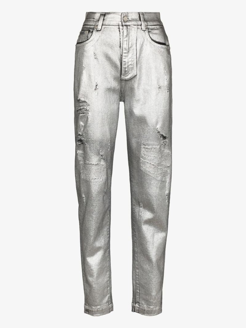 Distressed Straight Leg Jeans