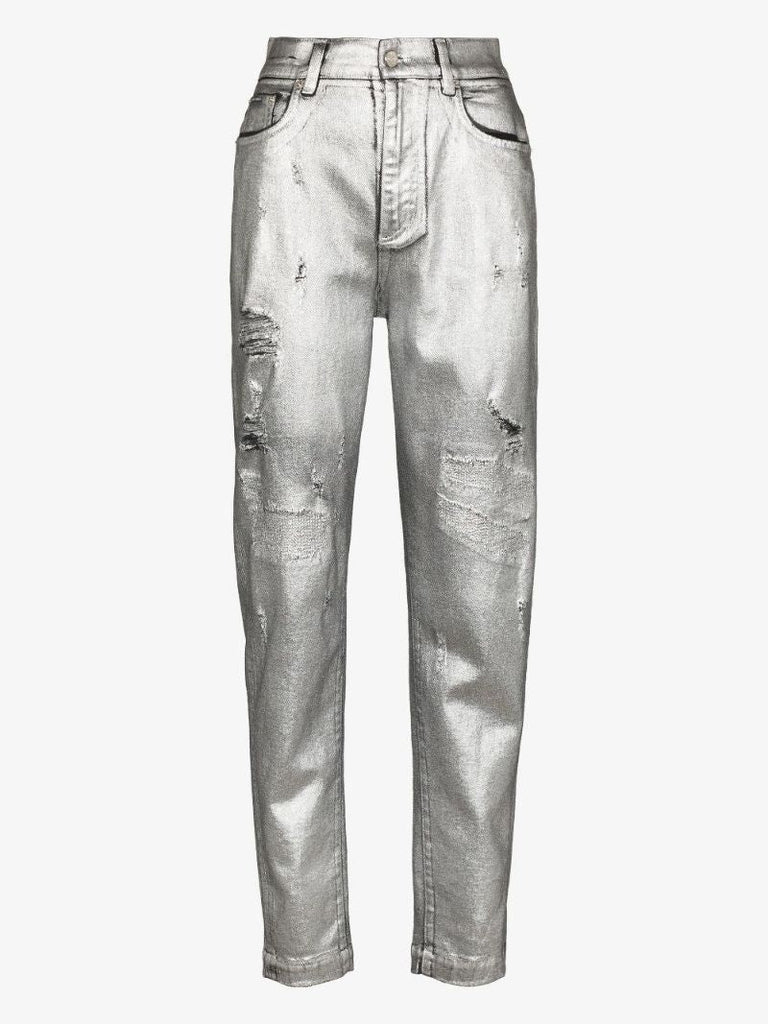 Distressed Straight Leg Jeans
