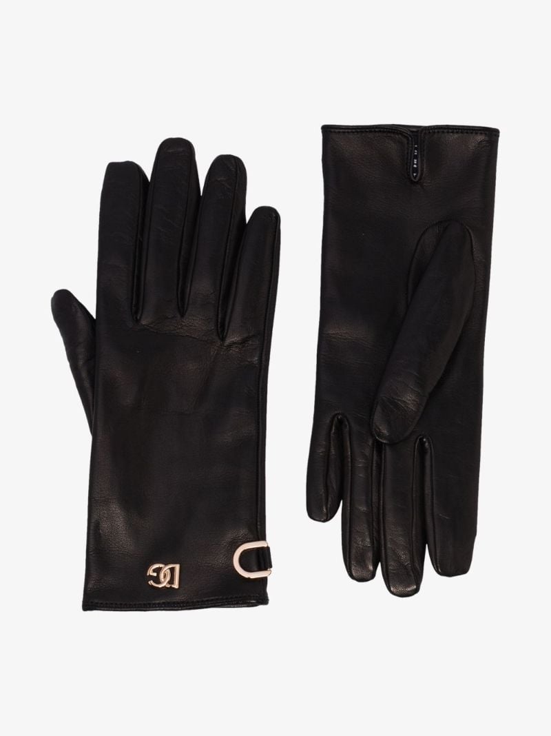 Black Logo Plaque Gloves