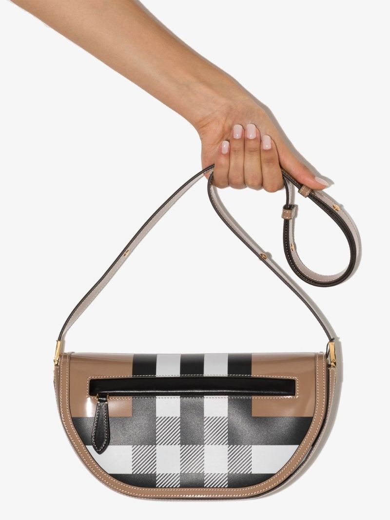 Neutral Olympia Check Leather Shoulder Bag