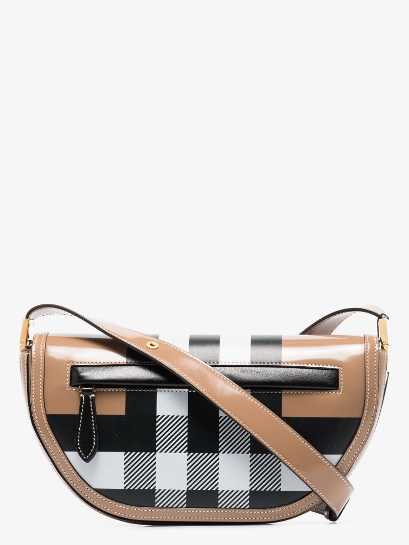 Neutral Olympia Check Leather Shoulder Bag