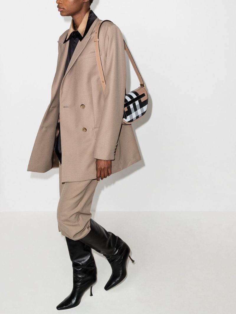 Neutral Olympia Check Leather Shoulder Bag
