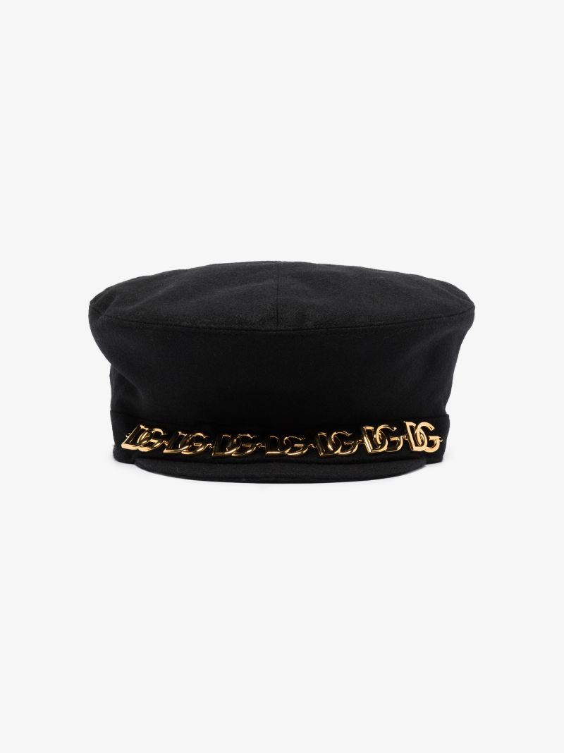 Black Logo Chain Baker Boy Hat
