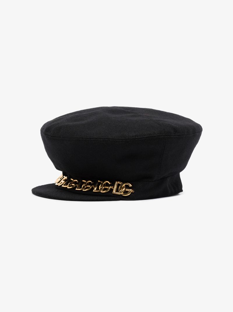 Black Logo Chain Baker Boy Hat