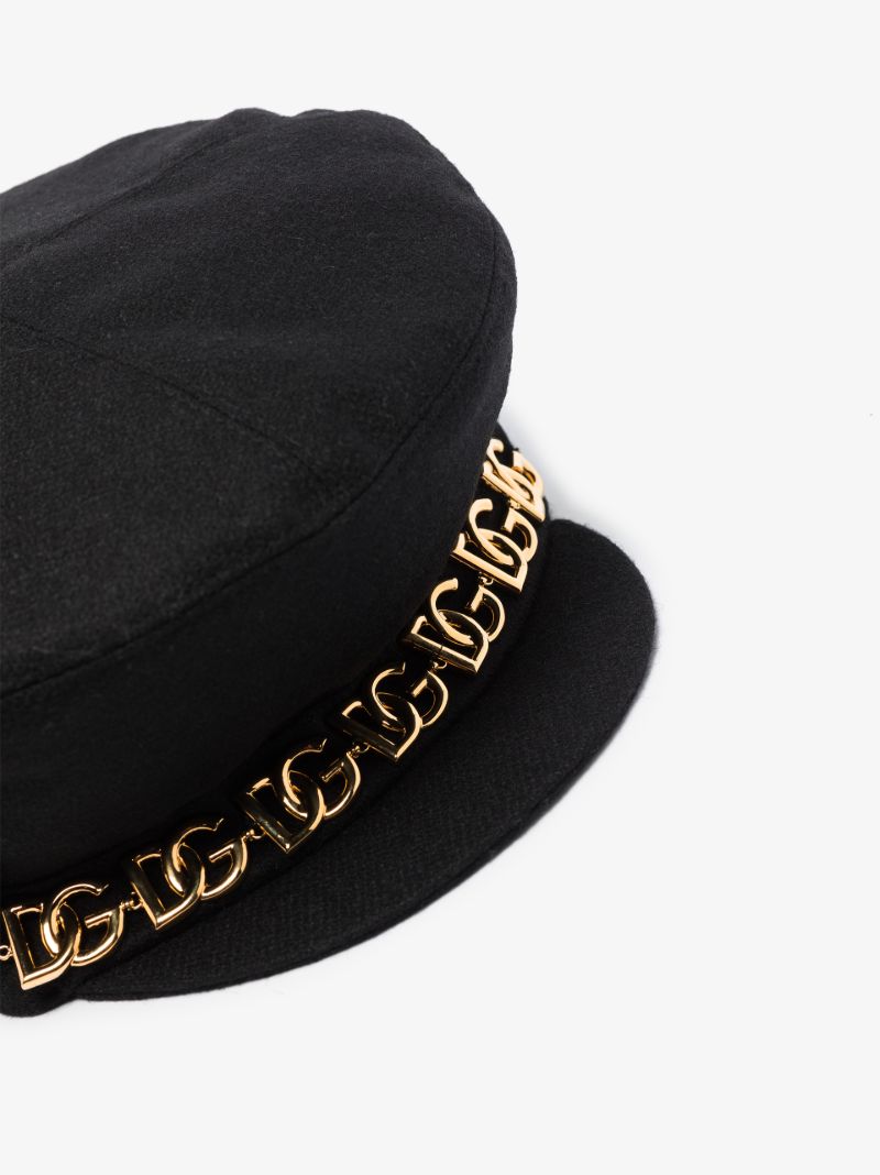 Black Logo Chain Baker Boy Hat