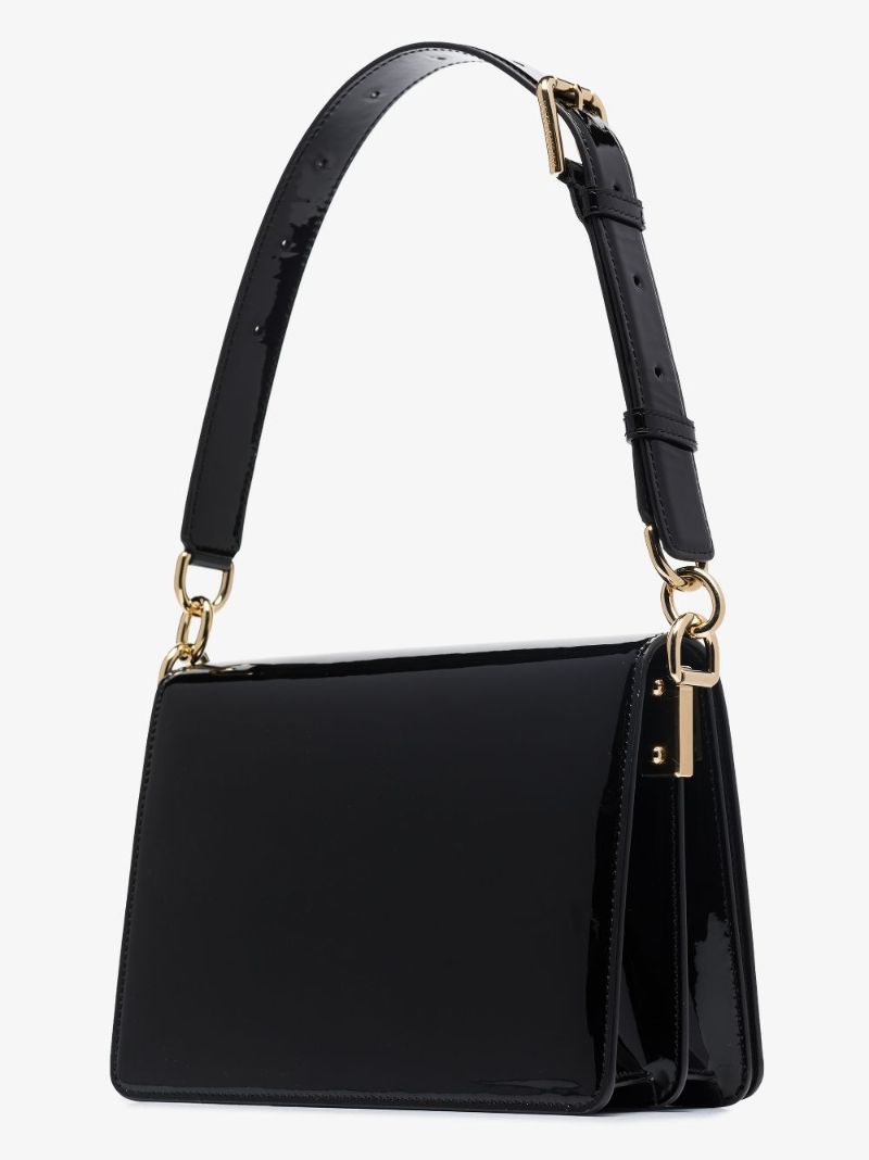 Black Cubo Patent Shoulder Bag
