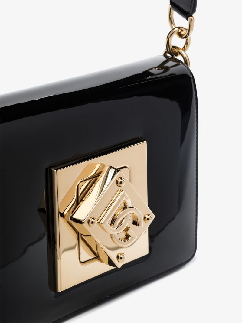 Black Cubo Patent Shoulder Bag