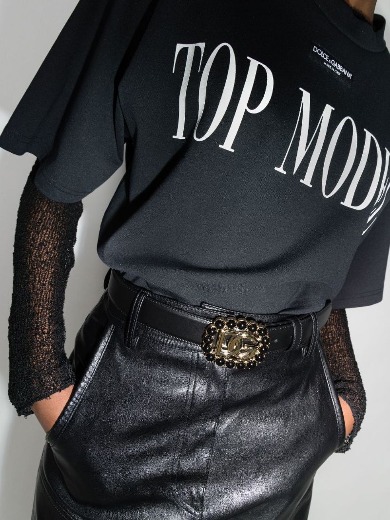 Black Gem Trim Logo Belt