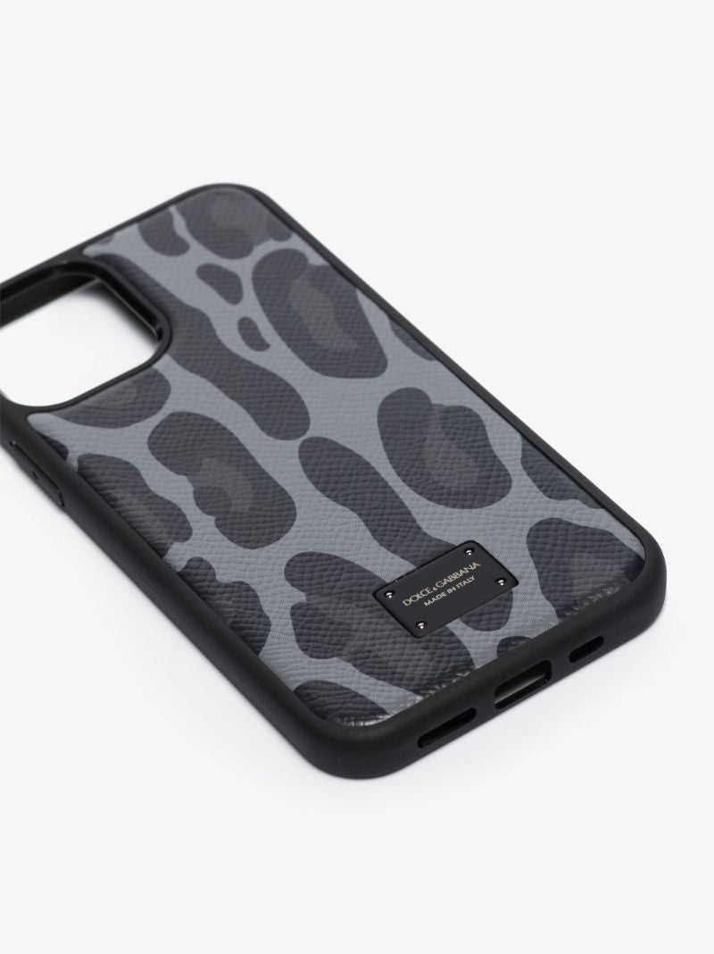 Black Leopard Print Iphone 12 Pro Leather Case