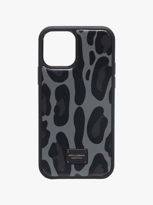 Black Leopard Print Iphone 12 Pro Leather Case