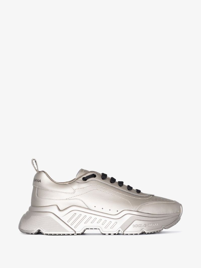 Silver Daymaster Metallic Leather Sneakers